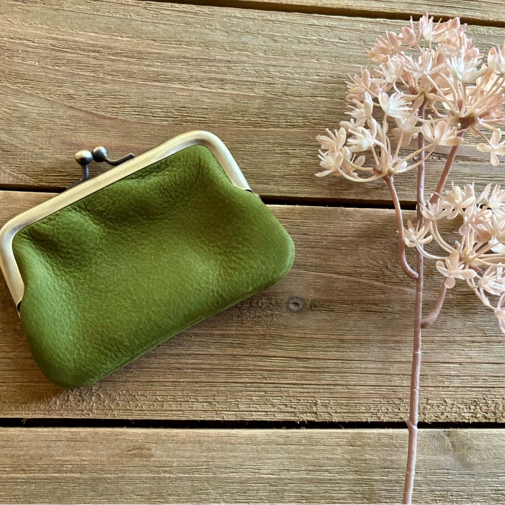 Green Leather  coin purse from Venice Italy